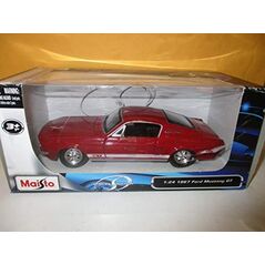 Maisto Maisto Ford Mustang GT 1967: wierny model samochodu 1:24, z otwieranymi drzwiami i maską, gotowy model, czerwony (531260)