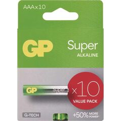 GP Bateria alkaliczna, AAA (LR03), AAA, 1.5V, GP, blistr, 10-pack, SUPER