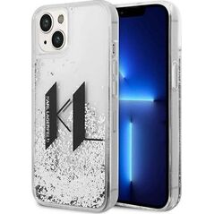 Karl Lagerfeld Etui Karl Lagerfeld Liquid Glitter Big KL HardCase do iPhone 14 srebrne