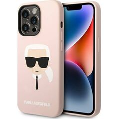 Karl Lagerfeld Etui Karl Lagerfeld KLHCP14LSLKHLP Apple iPhone 14 Pro hardcase różowy/pink Silicone Karl`s Head