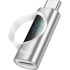 Προσαρμογέας USB Hoco Προσαρμογέας HOCO Τύπος C (αρσενικό) σε Lightning (θηλυκό) με οθόνη 3A 60W UA32A ασημί 14395567 6942010000000