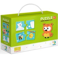 Dodo Puzzle 12x2 Gdzie żyją zwierzęta?
