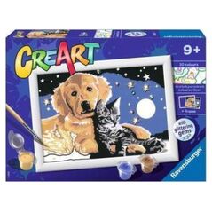 Ravensburger CreArt dla dzieci: Pies z kotkiem nocą