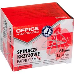 Office Products Spinacze krzyżowe, 65mm, 12szt., srebrne