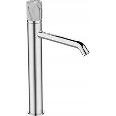 Washbasin faucet INVENA GABRO PLUS, high, chrome, with marble handle
