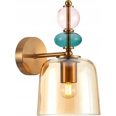 Kinkiet Italux Italux Namos WL-27092A-MC-BRO kinkiet lampa ścienna modern nowoczesny metalowy szklany klosz 1x40W E27 złoty/multikolor