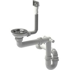 Syfon Quadron Odpływ zatyczkowy 3 1/2" z syfonem 1-komorowy stal szlachetna (STAL-pionowy), save space