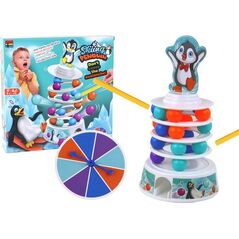 LeanToys Gra Zręcznościowa Pingwin Kulki Zjeżdżalnia Wieża Piłeczki