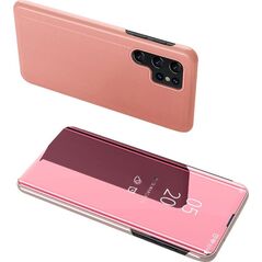Hurtel Clear View Case etui do Samsung Galaxy S23 Ultra pokrowiec z klapką różowe