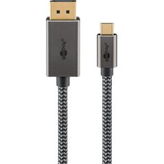 Kabel tekstylny USB-C™ do DisplayPort™ 4K @ 60 Hz, 1 m, czarny srebrny - Długość kabla 1 m