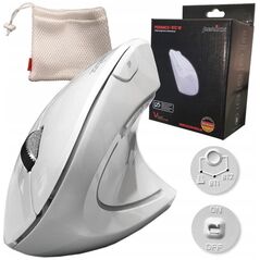 Mysz Perixx Mysz bezprzewodowa Perixx PERIMICE-813 W optyczna wertykalna pionowa prawa biała RF + BLUETOOTH