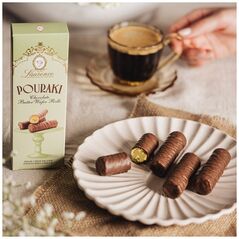 Milk chocolate butter wafer rolls with pistachio cream Laurence Pouraki Pistachio, 4 x 30 g