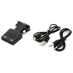 Adapter AV Apte HDMI - D-Sub (VGA) + Jack 3.5mm czarny (1267-uniw)