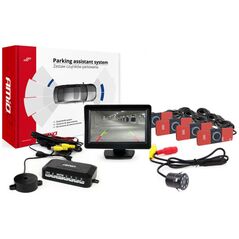 AMiO Zestaw czujników parkowania tft 4,3" z kamerą hd-307-ir 4 sensory czarne wewnętrzne