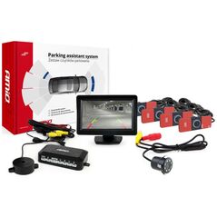 AMiO Zestaw czujników parkowania tft 4,3" z kamerą hd-308-led 4 sensory czarne wewnętrzne