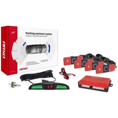 AMiO Zestaw czujników parkowania cofania led cob 4 sensory czarne wewnętrzne 16,5mm
