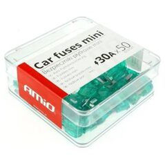 AMiO Bezpieczniki samochodowe płytkowe mini pudełko 50 szt. 30A