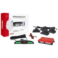 AMiO Zestaw czujników parkowania cofania LED COB 4 sensory czarne 19mm TRUCK