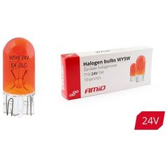 AMiO Żarówki halogenowe WY5W T10 5W W2.1x9.5d AMBER 24V 10szt.