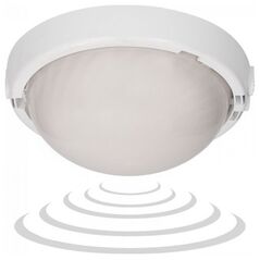 Orno 8080T/MAT-TRIO/MS/PL, oprawa oświetleniowa z mikrofalowym czujnikiem ruchu, 75W, E27, IP44, IK10, poliwęglan mleczny, dławice