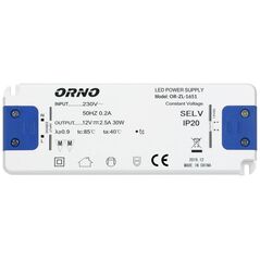 Zasilacz serwerowy Orno Zasilacz płaski do LED 12VDC 30W, IP20, wysokość 18mm