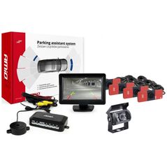 AMiO Zestaw czujników parkowania tft01 4,3" z kamerą hd-501-ir 4 sensory czarne wewnętrzne