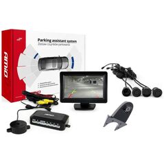 AMiO Zestaw czujników parkowania tft01 4,3" z kamerą hd-502-ir 4 sensory czarne