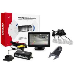 AMiO Zestaw czujników parkowania tft01 4,3" z kamerą hd-502-ir 4 sensory srebrne