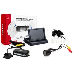 AMiO Zestaw czujników parkowania tft02 4,3" z kamerą hd-301-ir 4 sensory białe
