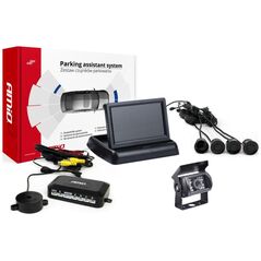 AMiO Zestaw czujników parkowania tft02 4,3" z kamerą hd-501-ir 4 sensory czarne