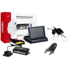 AMiO Zestaw czujników parkowania tft02 4,3" z kamerą hd-502-ir 4 sensory białe