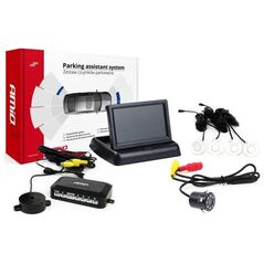 AMiO Zestaw czujników parkowania tft02 4,3" z kamerą hd-307-ir 4 sensory białe