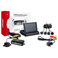 AMiO Zestaw czujników parkowania tft02 4,3" z kamerą hd-305-led 4 sensory czarne "gold"