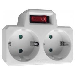 Orno Rozgałęźnik 2x2P+Z (Schuko) z włącznikiem, biały