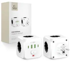 Tech-Protect PCL3X4 Power Socket 2xUSB-A, 2xUSB-C, 3xAC White