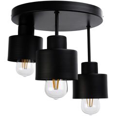 Lampa sufitowa Orno LISA oprawa ścienno-sufitowa, moc max. 3x60W, E27, czarna, podstawa okrągła, wielopoziomowa, stałe głowice lampy