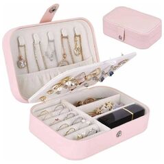 Aptel PUDEŁKO na Biżuterię Organizer Zamykany 16x11x5cm różowy CA21