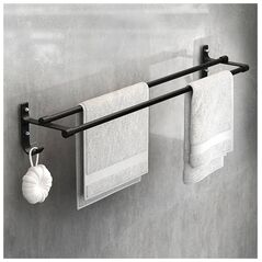 Aptel Stalowy WIESZAK na Ręczniki Łazienkowy w stylu Loft 60x11cm czarny mat AG987