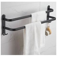 Aptel Stalowy WIESZAK na Ręczniki Łazienkowy w stylu Loft 60x11cm czarny mat AG988