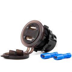 AMiO Wodoodporna ładowarka z gniazdami i testerem napięcia 2x usb 12v 24v mod-06 amio-02856