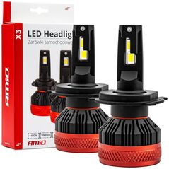 AMiO Żarówki samochodowe led seria x3 h4/h19 6500k canbus amio-02979