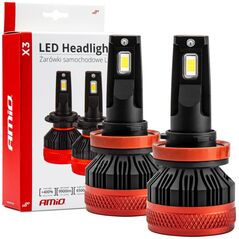 AMiO Żarówki samochodowe led seria x3 h8 h9 h11 h16 6500k canbus amio-02981