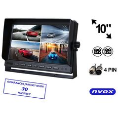 Nvox Monitor samochodowy lub wolnostojący LCD 10cali cali z obsługa do 4 kamer 4PIN 12V 24V... (NVOX
