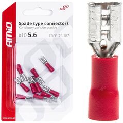 AMiO Konektory izolowane żeńskie płaskie 5.6mm 0.5-1.5mm2 10a 10 szt. amio-03061