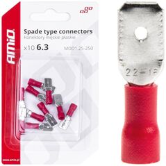 AMiO Konektory izolowane męskie płaskie 6.3mm 0.5-1.5mm2 10a 10 szt. amio-03066