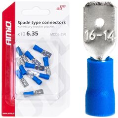 AMiO Konektory izolowane męskie płaskie 6.35mm 1.5-2.5mm2 15a 10 szt. amio-03070