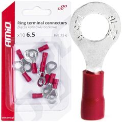 AMiO Konektory końcówki złączki oczkowe 6.5mm 10szt amio-03078