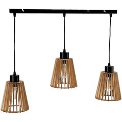 Lampa wisząca Orno DELOS 3P E27, lampa wisząca, max. 3x60W, czarna, drewno, listwa