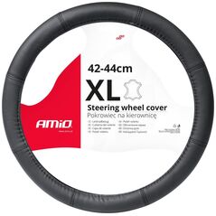AMiO Pokrowiec skórzany nakładka na kierownicę samochodową xl 41-43cm swc-48-xl amio-03548