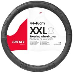 AMiO Pokrowiec skórzany nakładka na kierownicę samochodową xxl 44-46cm swc-49-xxl amio-03554
